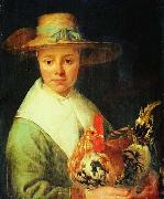 Jacob Gerritsz Cuyp A Girl with a Rooster Sweden oil painting artist